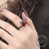 Gothic Red Love Heart Arrow Alloy Adjustable Ring