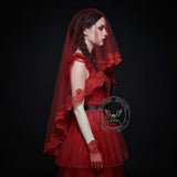 Gothic Red Mesh Bride Cosplay Halloween Costume | Gthic.com