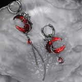 Gothic Red Moon Rose Alloy Earrings | Gthic.com