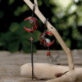 Gothic Red Moon Rose Alloy Earrings | Gthic.com