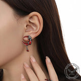 Gothic Red Moon Rose Alloy Earrings | Gthic.com
