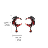 Gothic Red Moon Rose Alloy Earrings