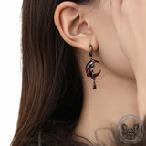 Gothic Red Moon Rose Alloy Earrings | Gthic.com