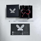 Gothic Red Moon Rose Alloy Earrings