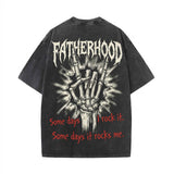 Gothic Rock Hand Fatherhood Vintage Washed T-shirt | Gthic.com