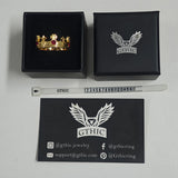 Gothic Roman Gemstone Crown Sterling Silver Ring