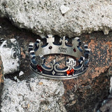 Gothic Roman Gemstone Crown Sterling Silver Ring