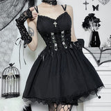 Gothic Rose Embroidered Off Shoulder Dress