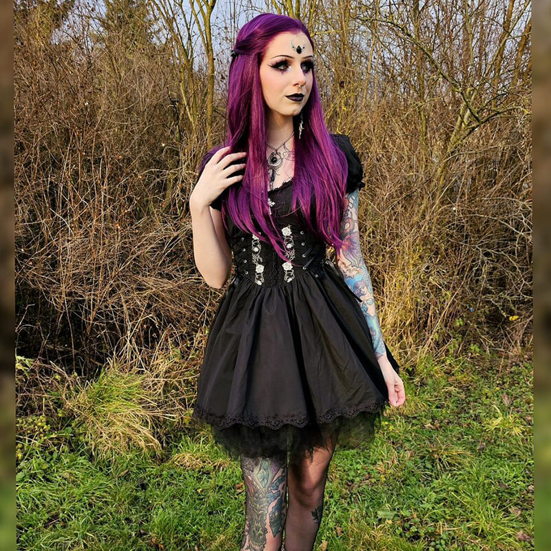 Gothic Rose Embroidered Off Shoulder Dress GTHIC Gothic Rose Embroidered Off Shoulder Dress GTHIC