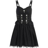 Gothic Rose Embroidered Off Shoulder Dress