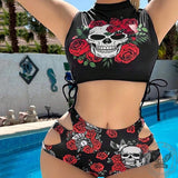 Gothic Rose Floral Skull Bikini Set | Gthic.com