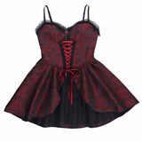 Gothic Rose Jacquard Y2K Lace-Up Slip Dress