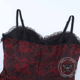 Gothic Rose Jacquard Y2K Lace-Up Slip Dress