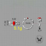 Anillo de plata de ley con diseño floral gótico y circonitas