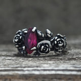 Gothic Rose Red Gemstone Sterling Silver Ring | Gthic.com