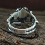Gothic Rose Skull Snake Entwined Sterling Silver Ring