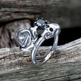 Gothic Rose Skull Stainless Steel Ring