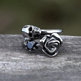 Gothic Rose Skull Stainless Steel Ring | Gthic.com