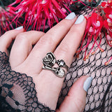 Gothic Rose Skull Stainless Steel Ring | Gthic.com