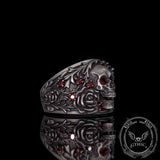Gothic Rose Skull Sterling Silver Gemstone Ring | Gthic.com