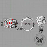 Gothic Rose Skull Sterling Silver Gemstone Ring