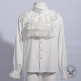 Gothic Ruffled Stand Collar Long-Sleeved Shirt