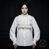 Gothic Ruffled Stand Collar Long-Sleeved Shirt | Gthic.com
