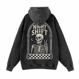 Gothic Skeleton Peace Sign Vintage Washed Hoodie | Gthic.com