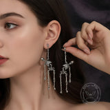 Gothic Skeleton Punk Exaggerated Alloy Drop Earrings | Gthic.com