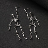 Gothic Skeleton Punk Exaggerated Alloy Drop Earrings | Gthic.com