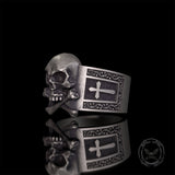 Gothic Skull Bone Cross Sterling Silver Ring