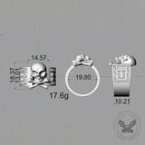 Gothic Skull Bone Cross Sterling Silver Ring