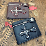 Gothic Skull Cross Bifold Leather Wallet | Gthic.com