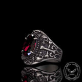 Gothic Skull Crossbones Sterling Silver Gem Ring | Gthic.com