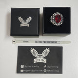 Gothic Skull Crossbones Sterling Silver Gem Ring