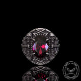 Gothic Skull Crossbones Sterling Silver Gem Ring | Gthic.com