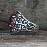 Gothic Skull Crossbones Sterling Silver Gem Ring