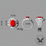 Gothic Skull Crossbones Sterling Silver Gem Ring