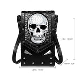 Bolso de cuero con bordado de calavera gótica