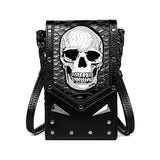 Gothic Skull Embroidered Leather Crossbody Bag | Gthic.com