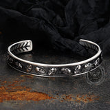 Gothic Skull Fishbone Stainless Steel Open Bracelet