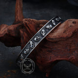 Gothic Skull Fishbone Stainless Steel Open Bracelet