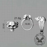 Gothic Skull Head Bone Sterling Silver Ring