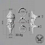 Gothic Skull Patterned Sterling Silver Knuckle Ring