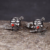 Gothic Skull Pirate Biting Sword Stainless Steel Earrings