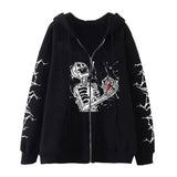Gothic Skull Print Cotton Hoodie Coat | Gthic.com
