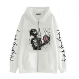 Gothic Skull Print Cotton Hoodie Coat | Gthic.com