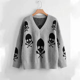 Klassieke losse polyester sweater met doodskopprint