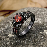 Gothic Skulls Red Zircon Brass Ring | Gthic.com