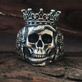 Gothic Snake Entwined Crown Skull Sterling Silver Ring | Gthic.com